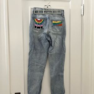 Homemade embroidered mom jeans